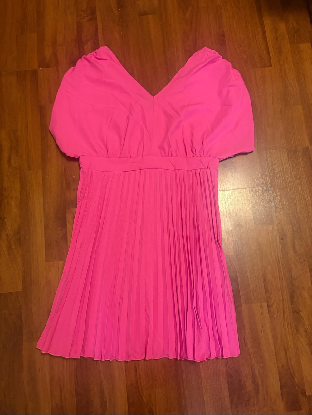 SHEIN Hot Pink Pleated Mini Dress